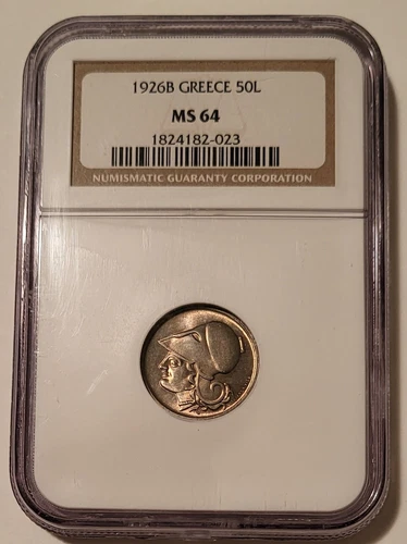 Greece 1926 B 50 Lepta MS64 NGC