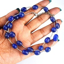 Single Strand Blue Iolite 128.00 Cts Beaded Womens Exclusive Necklace VK 25 E568