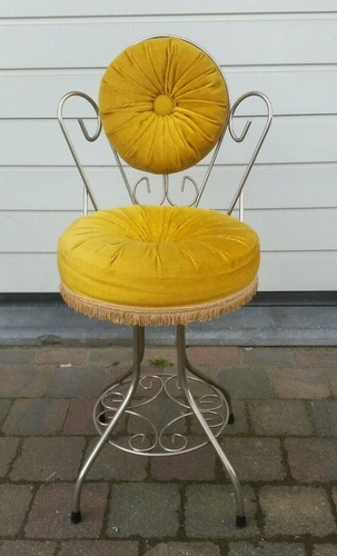 VINTAGE MID CENTURY ITALIAN VANITY CHAIR PUPPETS CUSHION KITCH