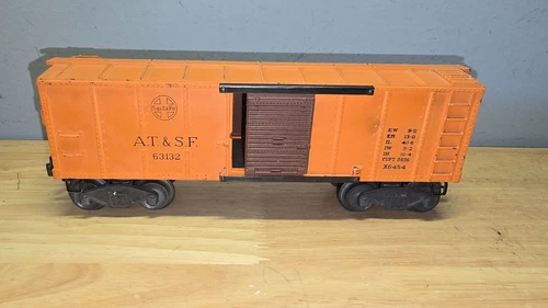 Vintage Lionel O gauge Boxcar 63132 AT&SF Santa Fe X6454 Orange Freight Train