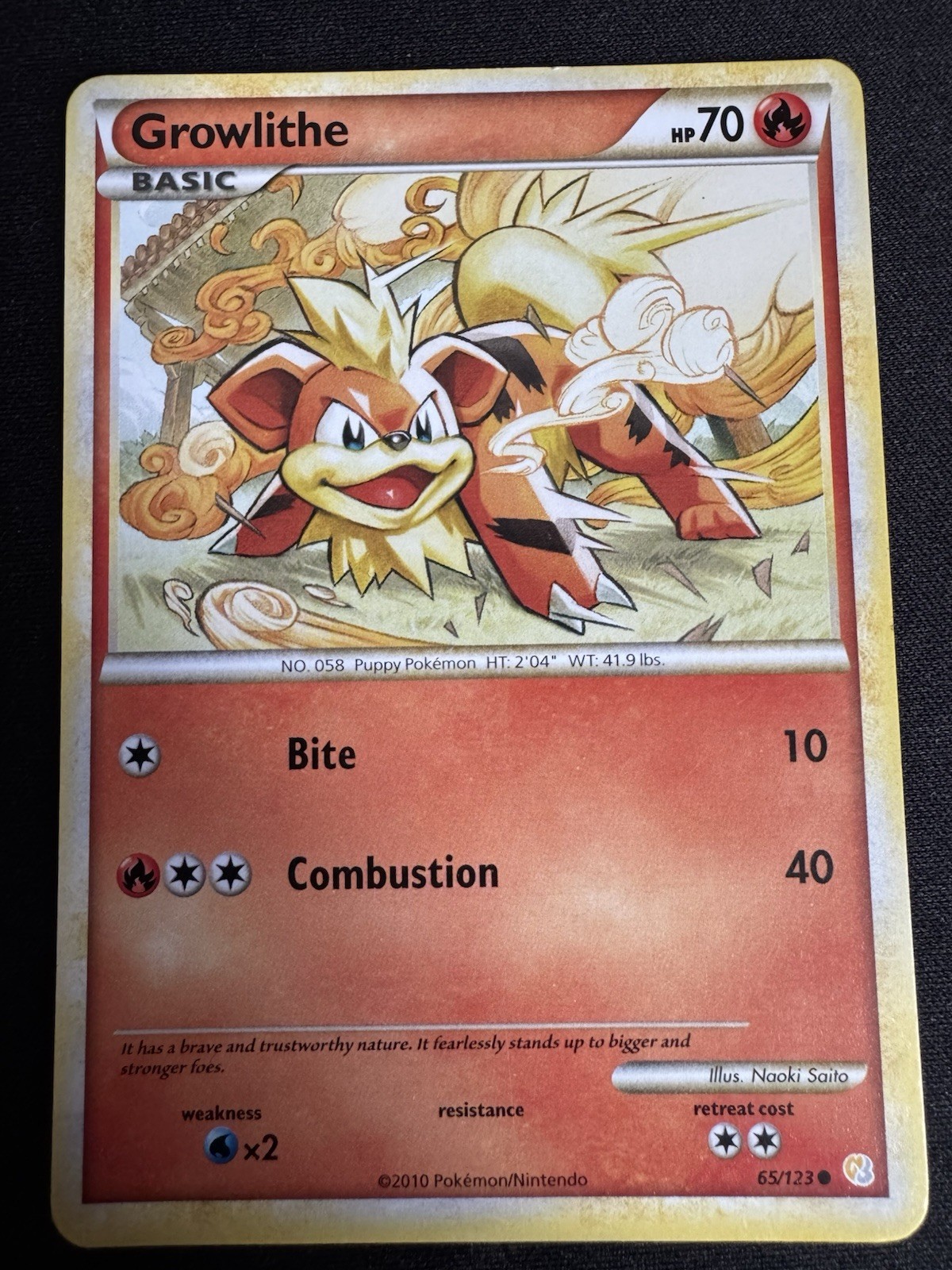 Growlithe 65/123 - Pokemon TCG HeartGold SoulSilver Regular - LP-NM