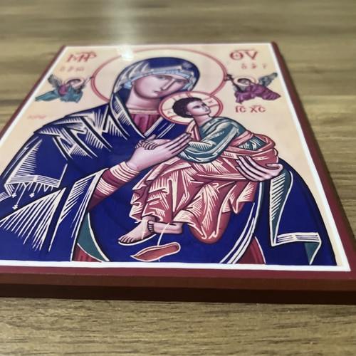 Mittelgroße 8" x 10" gekrönte Unsere Liebe Frau der ewigen Hilfe Holzikone - Bild 9 von 13