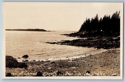 c1940's View Of Camde Mountain Deer Isle Maine ME RPPC Photo Vintage Postcard