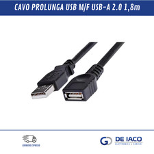 CAVO PROLUNGA MASCHIO FEMMINA USB A 2.0 DATI COMPUTER PC STAMPANTE 1,8 METRI