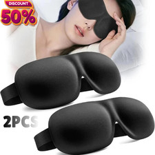 Soft Padded 3D Sleep Eye Mask Blackout Blindfold Travel Cover – 2PCS – UK
