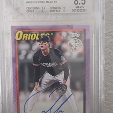 Topps 2025 1990 Autographs #90B2CM Coby Mayo Orioles Rookie Autograph BGS 8.5