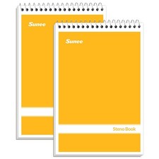 SUNEE 2 Pack Steno Pads 6x9, Gregg Rule, 60 Sheets, Spiral Notebook Yellow