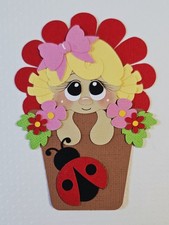 Ladybug Flower Girl Blonde Hair. Scrapbook, Card Making Paper Piecing
