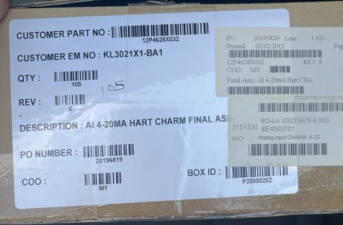 Emerson SE4303T01 KL3021X1-BA1 Analog Input Charms
