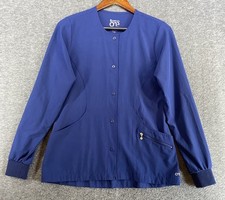 Barco One Wellness Women's Size XS Blue Long Sleeve Scrub Top Zip Pocket