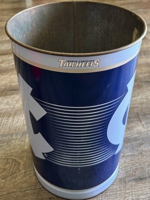 Vintage UNC University Of North Carolina Tar Heels Tin Garbage Can Bin