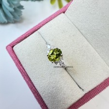 Peridot Ring, Wedding Ring, August Birthstone, Zircon Ring, Gift Her