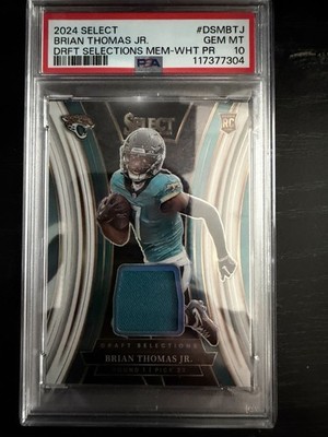2024 Panini Select Draft Selections Memorabilia Brian Thomas Jr. White Prizm/75