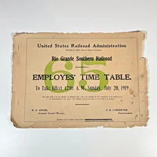 1958 Reprint Rio Grande Southern Railroad Employee Time Table No 65 1919