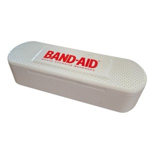 Band Aid Bandages Plastic Container White Hinged Lid Storage Box Organizer