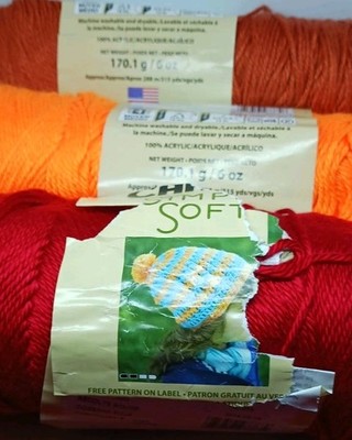 3 Caron Simply Soft yarn inspiration 100% Acrylic Yarn 3-6 oz  red orange brown