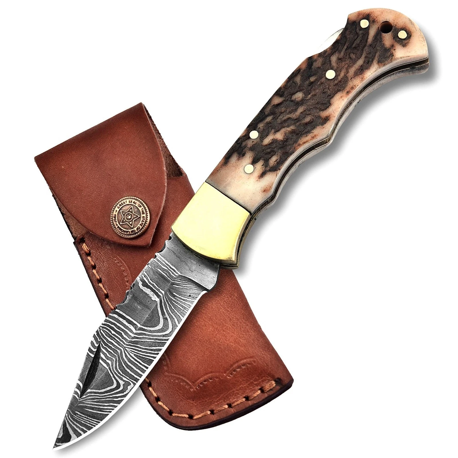 Skokie Knives Handmade Damascus Folding Knife – 7.5" EDC Pocket Knife with