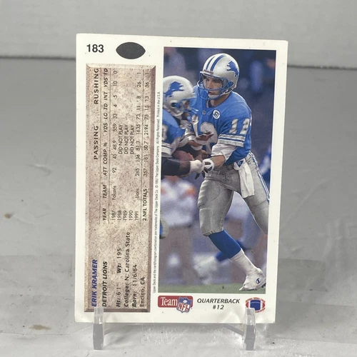 1992 Upper Deck - Erik Kramer #183 - Picture 2 of 2
