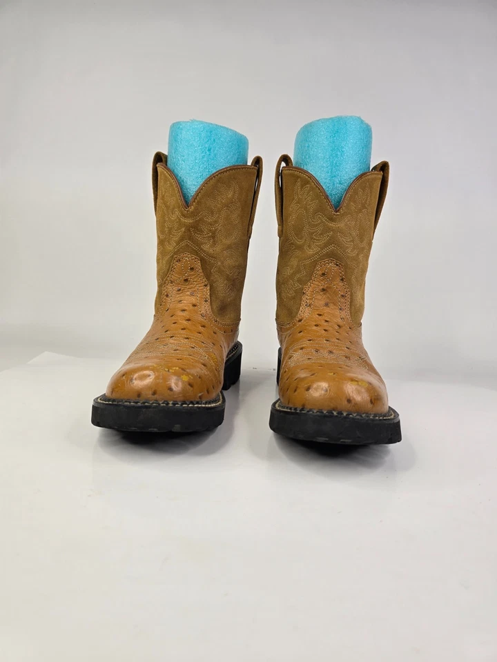 Ariat Fatbaby Women’s Boots Size 7 B Cognac Ostrich Tan Suede Upper 14728 - Image 3 of 4