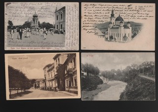 4 BrunAK PPC Bosnien Dolnja Tuzla Brunnen Kirche Hotel gelaufen alt & RAR!