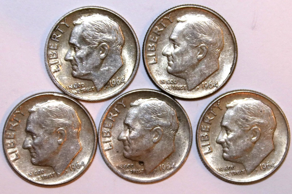 3. アメリカ銀貨 10枚セットRoosevelt Dime 1946-1964 Circulated Silver 1964 Roosevelt Dimes (1946-Now) for sale | eBay