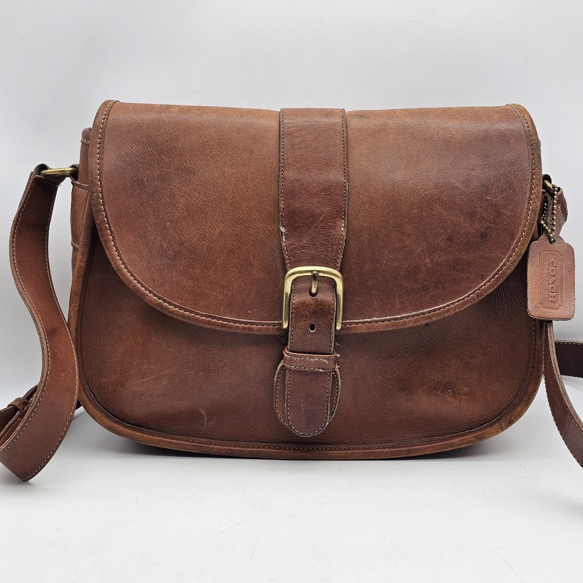 Vintage 90s Coach Chelsea Bag English Tan Brown Leather Crossbody