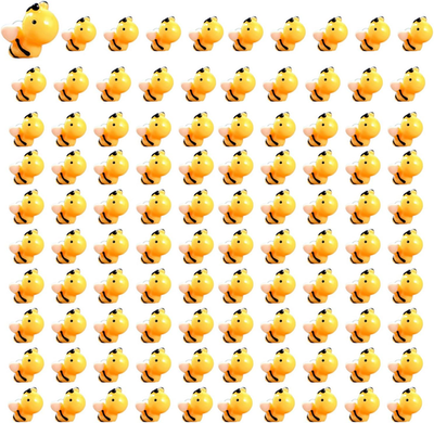 #ad 100 Pcs Mini Bees Figurines Bee Cake Toppers Miniature Bees Tiny Resin Bee for D $31.23