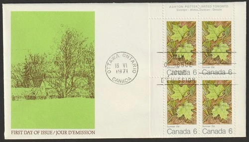 Canada #536, Maple Leaves in Summer, UL PB, Official First Day Cover, FDC 1971