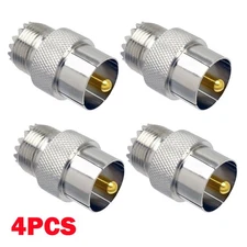 4PC Quick Push-on Slide-on For UHF PL259 Male to SO239 Female Coaxial Adapter