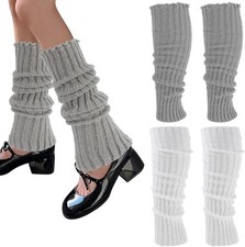 Leg Warmers 2Pairs Kawaii Knit Stretchy Leg Warmer Women Leg Sculpting