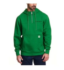 John Deere Mens Hoodie Green 1/4 Zip Kangaroo Pocket Logo Heavyweight Active