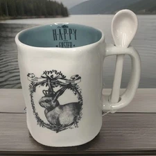 Easter Bunny Mug With Spoon "Happy Easter"  Arlington Designs NEW 14 Oz