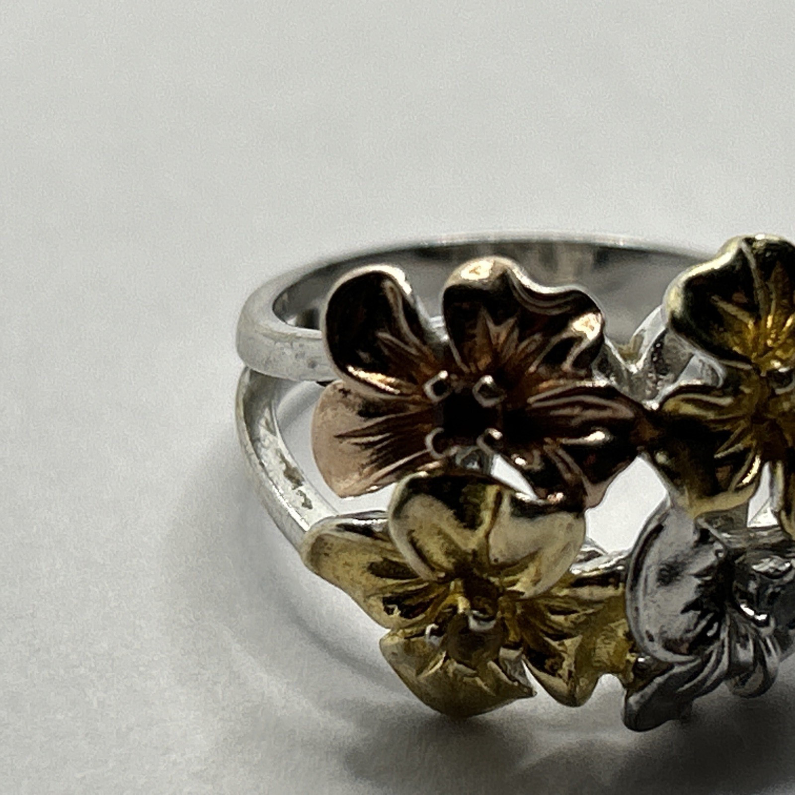 Solid 925 Sterling Silver different colored Flowe… - image 2