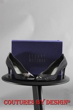 Stuart Weitzman Metallic Silver Leather Peep 3 Inch Heels Size 5.5 NIB 340