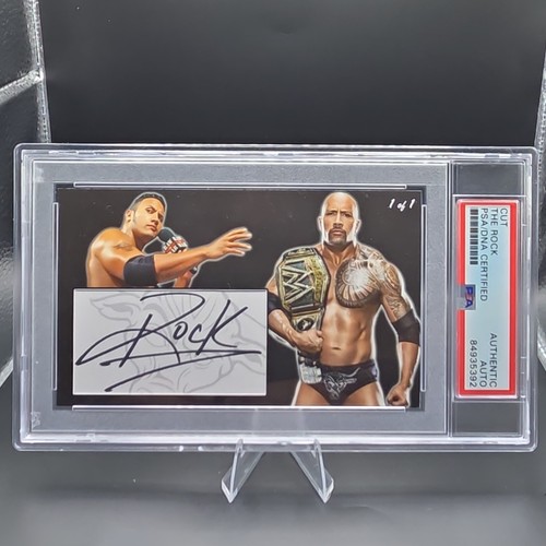 1/1 WWE The Rock Dwayne Johnson Signed Custom Card PSA DNA Autograph 