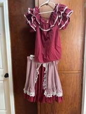 Vintage Square Line Dancing Top Skirt Marroon Size Small But Fits Bigger