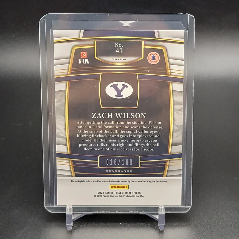2022 Select Draft ZACH WILSON #41 CONCOURSE Level BLACK & GOLD SQUARES SSP #/100 - Image 3 of 4