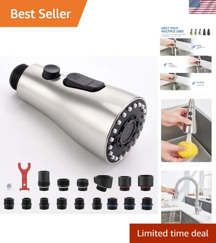 3-Function Pull Out Kitchen Faucet Sprayer Replacement Nozzle - Easy Install