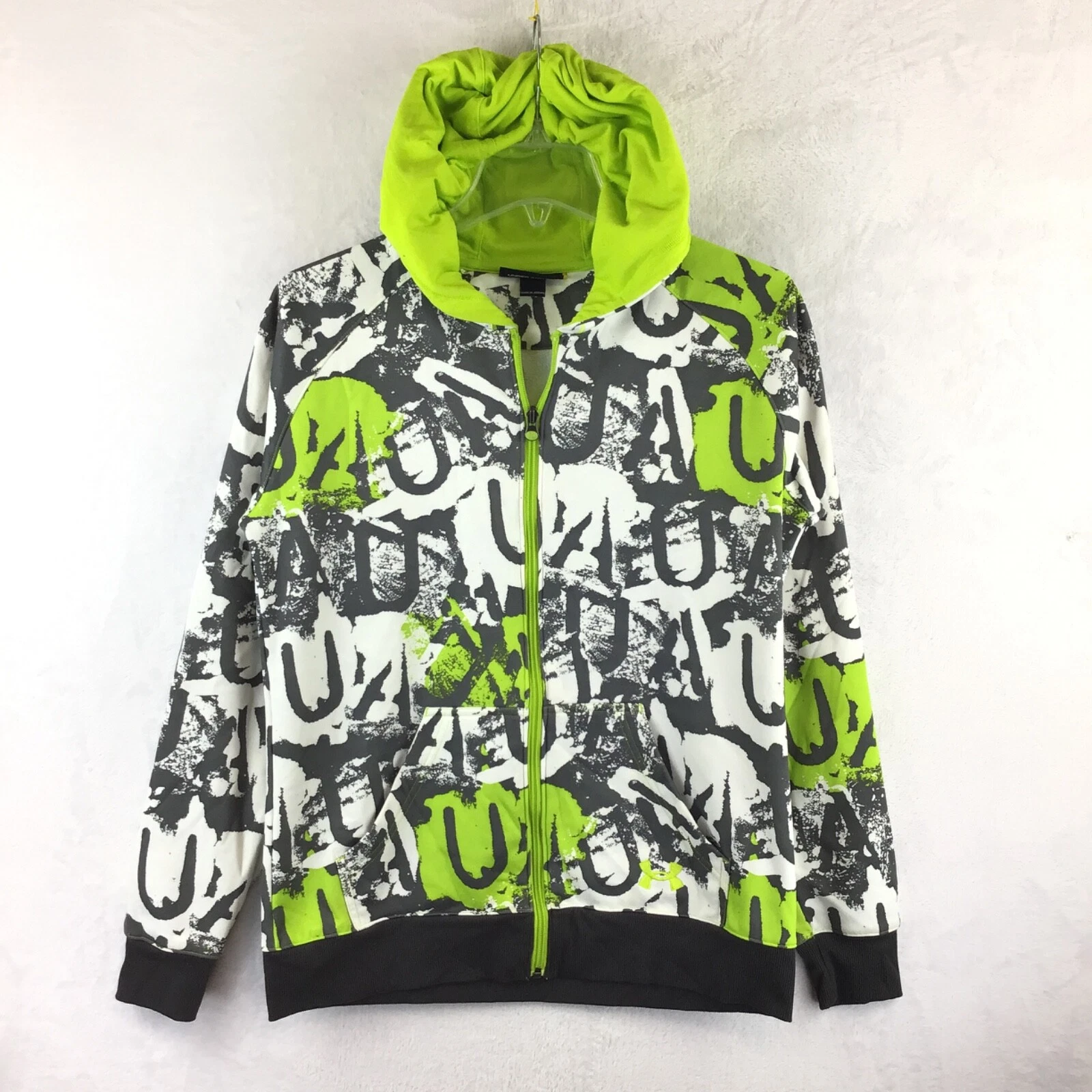 Under Armour / Spell-Out Logo L/S Full Zip Sweatshirt Hoodie Jacket / Size M
