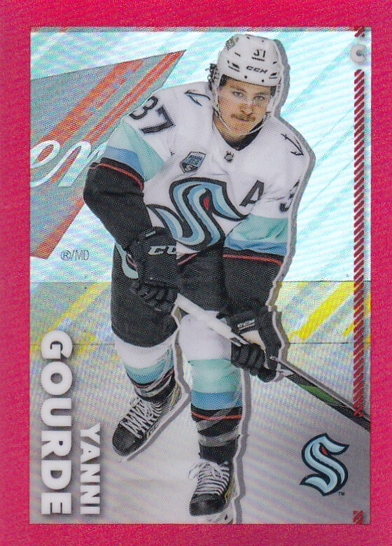2022-23 TOPPS CHROME NHL STICKER #418 YANNI GOURDE   SSP RED  /5 MADE SEATTLE
