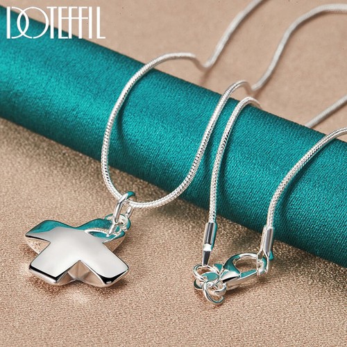 DOTEFFIL 925 Sterling Silver Cross Pendant Necklace Engagement Party Jewelry - Bild 6 von 8
