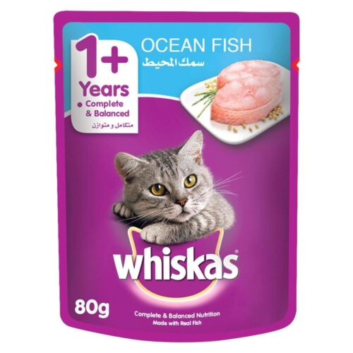 Whiskas Wet Cat Food Ocean Fish Pouch 80g Free Shipping Worldwide - Afbeelding 1 van 3