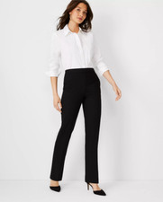 NEW ANN TAYLOR 119 BLACK BI-STRETCH SIDE ZIP STRAIGHT PANTS SZ 6