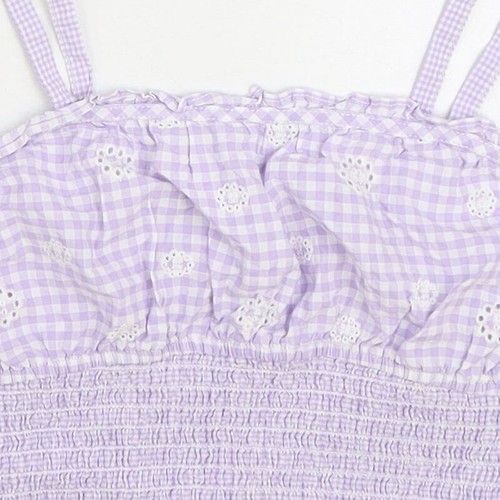 Zara Girls Purple Gingham Cotton blend Camisole Tank Size 11-12 Years Pull - Picture 10 of 12