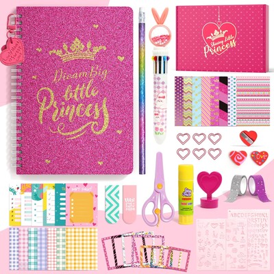 ADUSRIZ Princess DIY Journal Kit for Girls 8-12 50+Pcs Gifts for Tween & Teen...