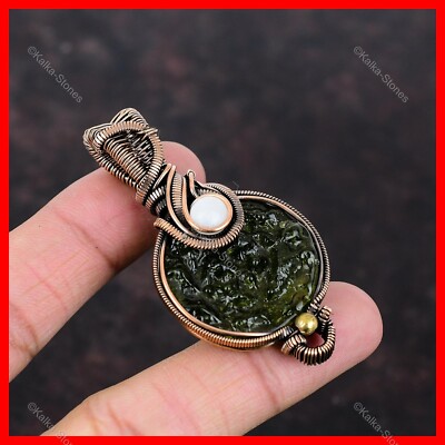 Copper Moldavite Stone Rainbow Moonstone Wire Wrapped Sister