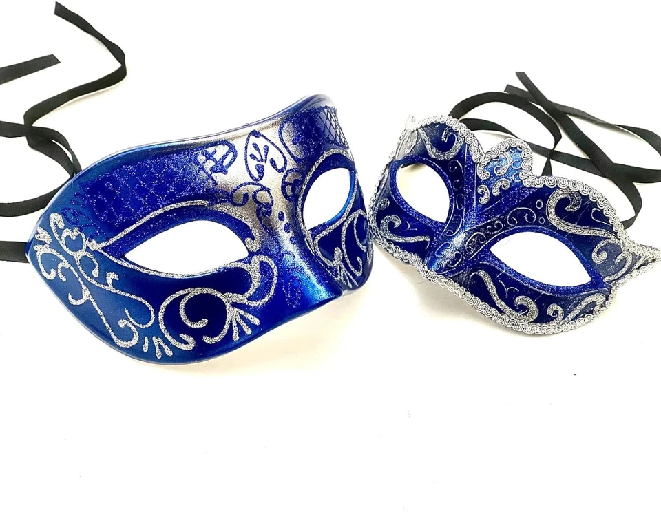 Couples Masquerade Ball Mask Mardi Gras Prom Dance Birthday Dad Daughters Party - Image 2 of 4
