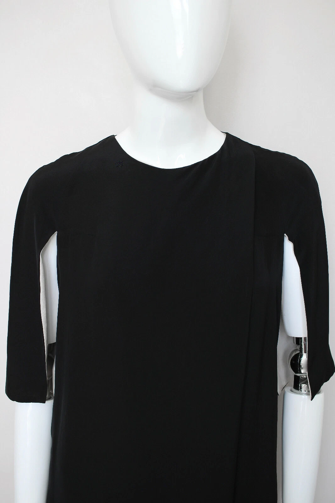 Abito corto tuta CELINE nero avorio zip maniche passerella UK10 US6 FR38 IT42