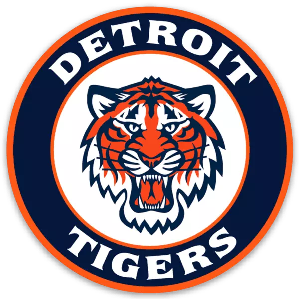 Detroit Tigers Logo Type with Tiger Mascot MLB Baseball Die-Cut Round MAGNET