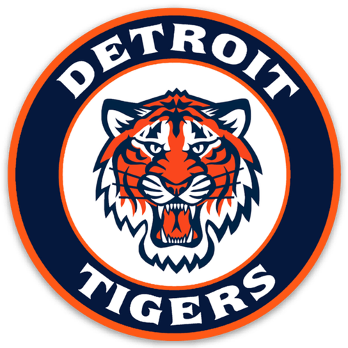 Detroit Tigers Logo Type with Tiger Mascot MLB Baseball DieCut Round eBay